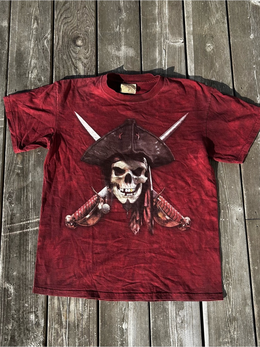 The Mountain Red Pirate Skull Short Sleeve Tee